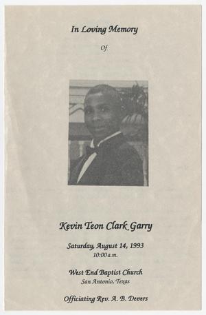 Primary view of object titled '[Funeral Program for Kevin Teon Clark Garry, August 14, 1993]'.