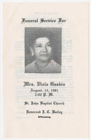 [Funeral Program for Viola Gaskin, August 14, 1981]