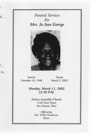 [Funeral Program for Jo Ann George, March 11, 2002]