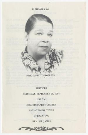 [Funeral Program for Daisy Todd Glenn, September 29, 1984]