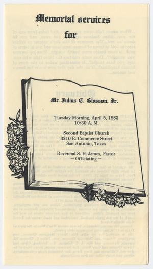 [Funeral Program for Julius C. Glosson, Jr., April 5, 1983]