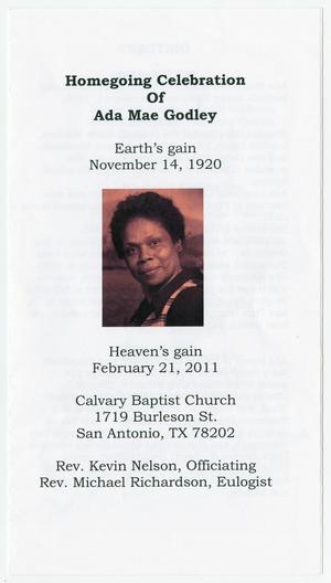 Primary view of object titled '[Funeral Program for Ada Mae Godley, February 21, 2011]'.