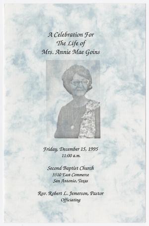 [Funeral Program for Annie Mae Goins, December 15, 1995]