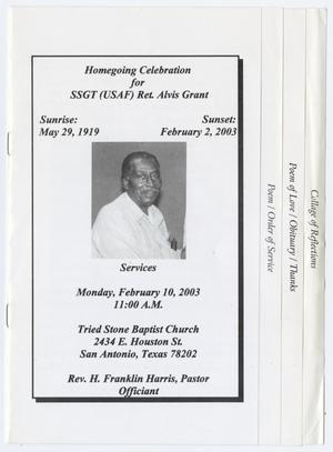 [Funeral Program for Alvis Grant, February 10, 2003]