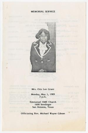 [Funeral Program for Otis Lee Grant, May 1, 1989]