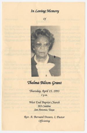 [Funeral Program for Thelma Bilton Grant, April 15, 1993]