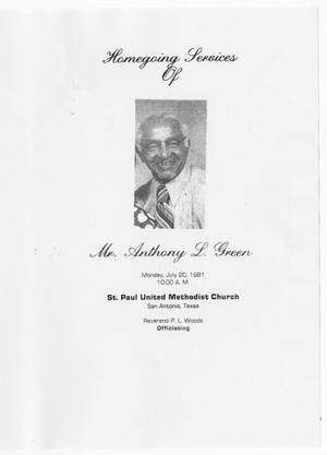 [Funeral Program for Anthony L. Green, July 20, 1981]