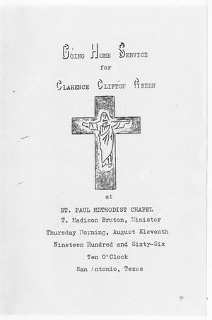 [Funeral Program for Clarence Clifton Green, August 11, 1966]