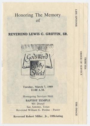 [Funeral Program for Lewis C. Griffin, Sr., March 7, 1989]