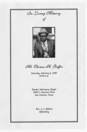 Primary view of object titled '[Funeral Program for Thomas H. Griffin, February 6, 1999]'.
