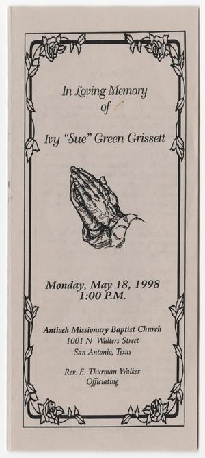 [Funeral Program for Ivy Green Grissett, May 18, 1998]