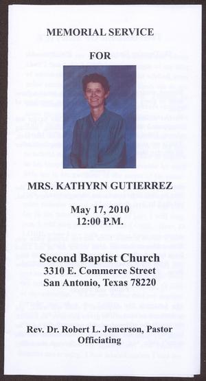 [Funeral Program for Kathyrn Gutierrez, May 17, 2010]