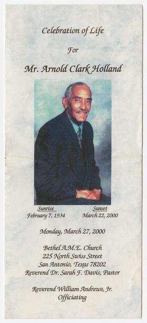 [Funeral Program for Arnold Clark Holland, March 27, 2000]
