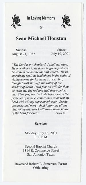 Primary view of object titled '[Funeral Program for Sean Michael Houston, July 16, 2001]'.