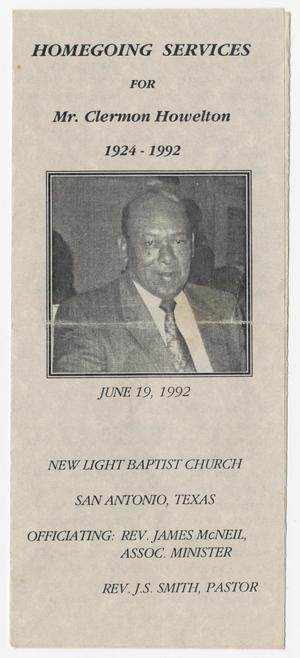 [Funeral Program for Clermon Howelton, June 19, 1992]