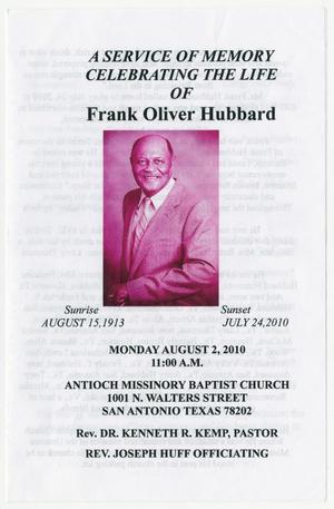 [Funeral Program for Frank Oliver Hubbard, August 2, 2010]
