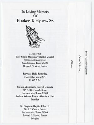 [Funeral Program for Booker T. Hysaw, Sr., November 26, 2005]