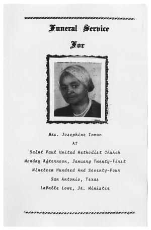 [Funeral Program for Josephine Inman, January 21, 1974]