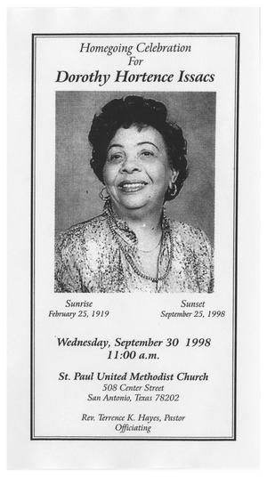 [Funeral Program for Dorothy Hortence Issacs, September 30, 1998]