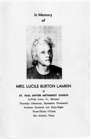 [Funeral Program for Lucile Burton Lamkin, September 19, 1968]