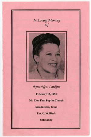 [Funeral Program for Rena New Larkins, February 12, 1993]