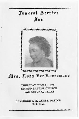Primary view of object titled '[Funeral Program for Rosa Lee Larremore, June 6, 1974]'.