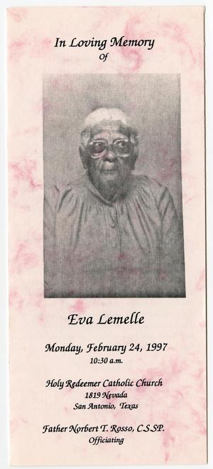 [Funeral Program for Eva Lemelle, February 24, 1997]