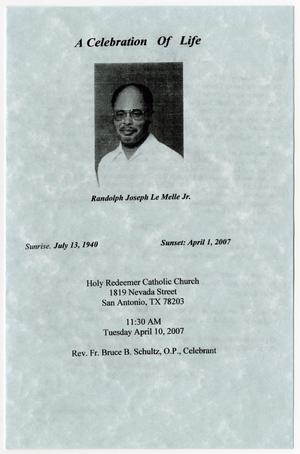 [Funeral Program for Randolph Joseph LeMelle, Jr., April 10, 2007]