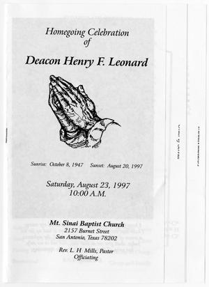[Funeral Program for Henry F. Leonard, August 23, 1997]