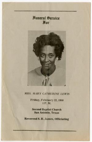 [Funeral Program for Mary Catherine Lewis, February 22, 1980]