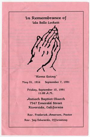 [Funeral Program for Ida Belle Lockett, September 13, 1991]