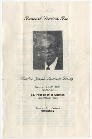 [Funeral Program for Joseph Lawrence Loving, July 25, 1981]