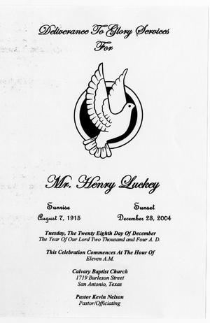 [Funeral Program for Henry Luckey, December 28, 2004]