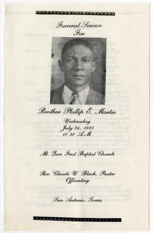 [Funeral Program for Phillip E. Martin, July 24, 1985]