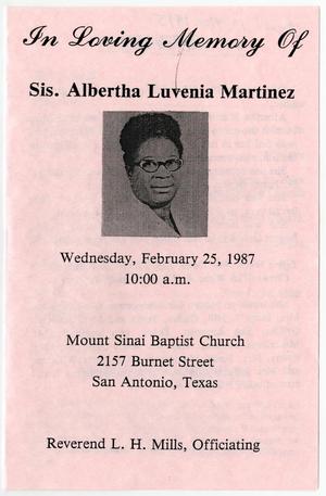 [Funeral Program for Albertha Luvenia Martinez, February 25, 1987]