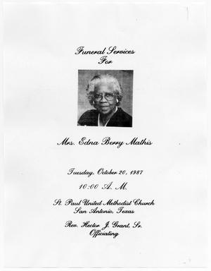 [Funeral Program for Edna Berry Mathis, October 20, 1987]