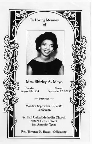 [Funeral Program for Shirley A. Mayo, September 19, 2005]