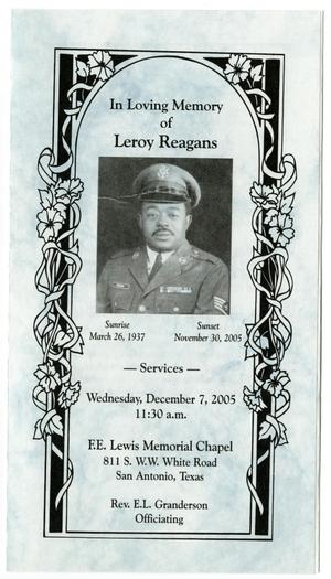 [Funeral Program for Leroy Reagans, December 7, 2005]