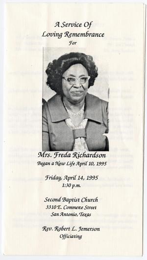 [Funeral Program for Freda Richardson, April 14, 1995]
