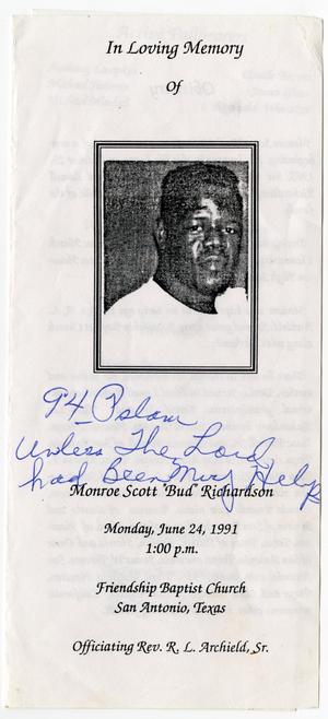 [Funeral Program for Monroe Scott Richardson, June 24, 1991]