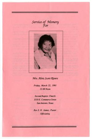 [Funeral Program for Alvis Scott Rivers, March 22, 1991]