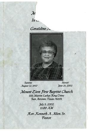 [Funeral Program for Geraldine Roberson, July 5, 2002]