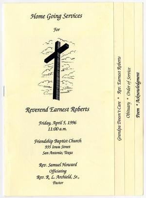 [Funeral Program for Earnest Roberts, April 5, 1996]