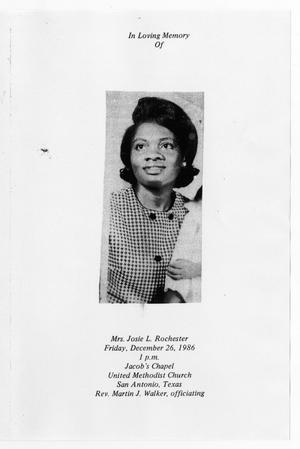 [Funeral Program for Josie L. Rochester, December 26, 1986]