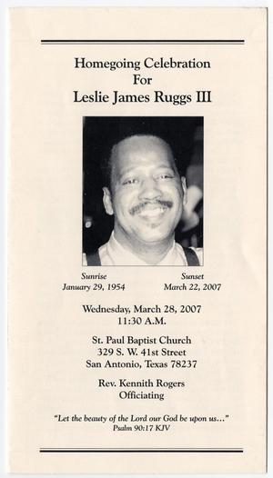 [Funeral Program for Leslie James Ruggs, III, March 28, 2007]