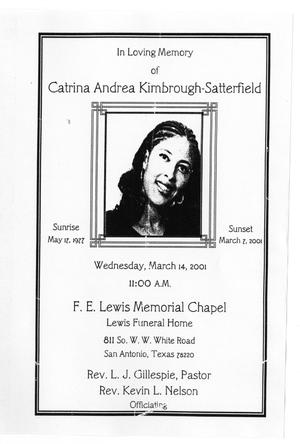 [Funeral Program for Catrina Andrea Kimbrough-Satterfield, March 14, 2001]