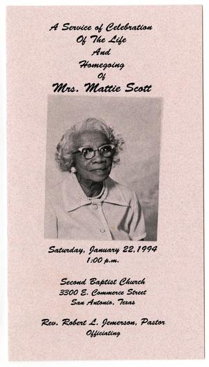 [Funeral Program for Mattie Scott, January 22, 1994]