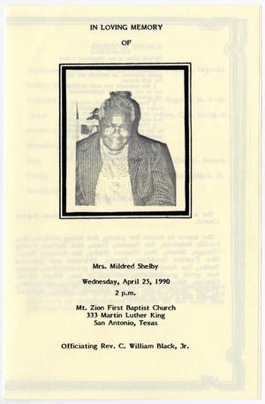 [Funeral Program for Mildred Shelby, April 25, 1990]