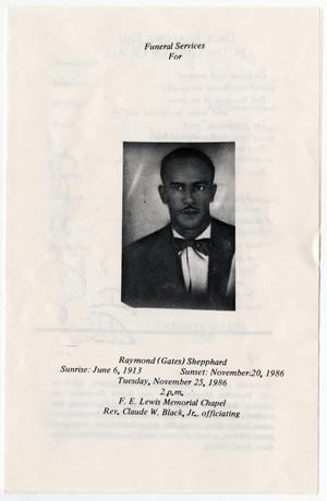 [Funeral Program for Raymond Shepphard, November 25, 1986]