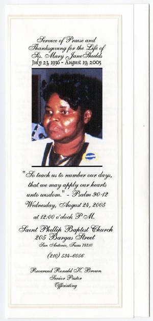 [Funeral Program for Mary Jane Shields, August 24, 2005]